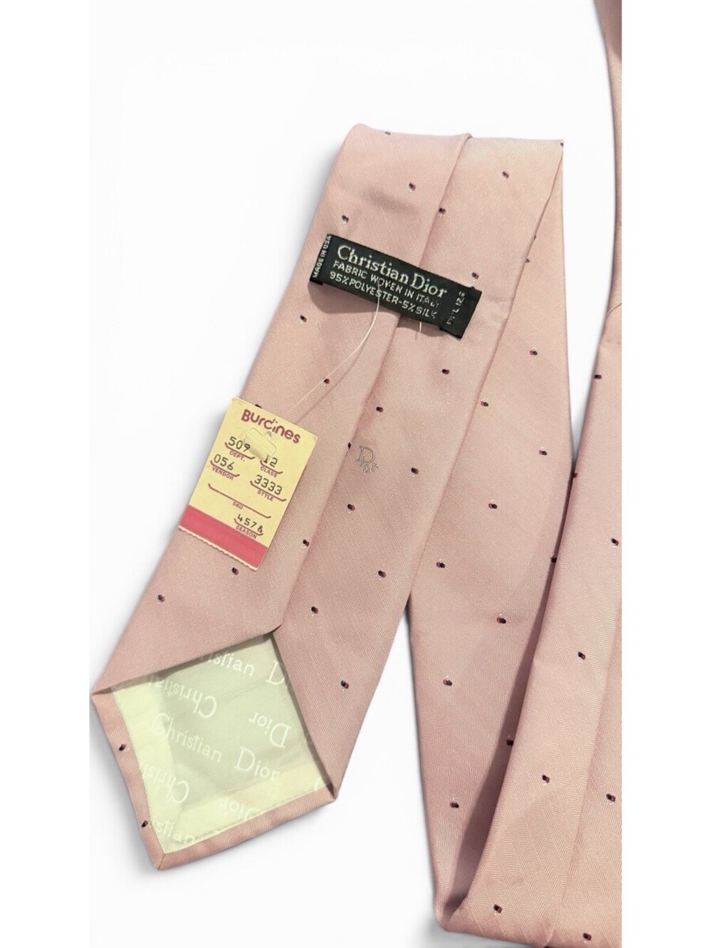 NWT Vintage Christian Dior Silk Blend Tie Pink Micro Dot